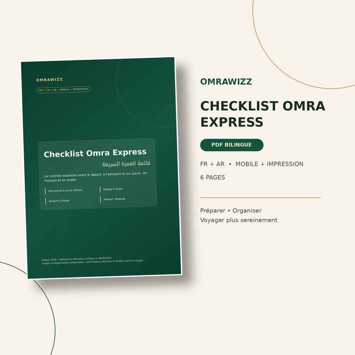 OMRAWIZZ Checklist Omra Express PDF bilingue français arabe